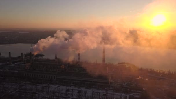 Air Pollution in Smoke Metallurgy Plant.autumn Season — Stock Video