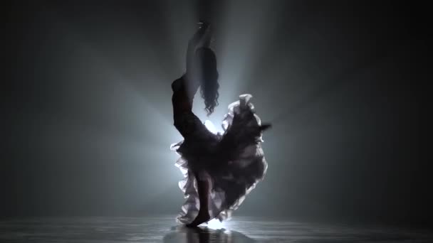 Orientální břišní tanečnice. Kouřové pozadí — Stock video