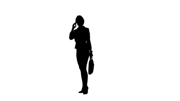 Silhouette Frau schreien und streiten am Telefon. weißer Hintergrund. Silhouette — Stockvideo