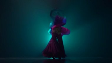 Dansçı kız dans hayranları kullanır devam ediyor. Duman geçmişi. Yavaş hareket