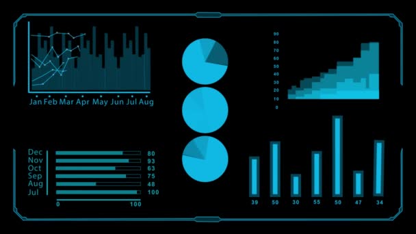 Tela digital HUD. Fundo preto — Vídeo de Stock