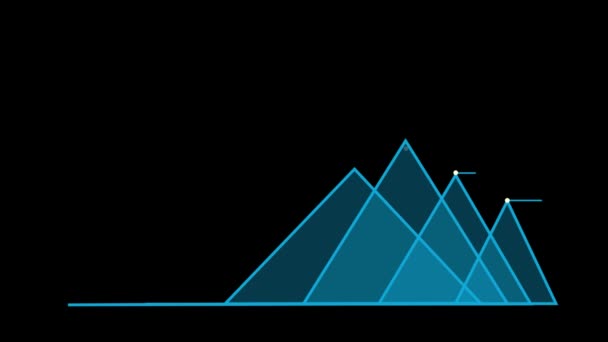 Diagrama de barras infografías hud azul. Fondo negro — Vídeos de Stock