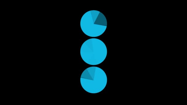 Animated Pie Chart Blue 3d. Black background — Stock Video