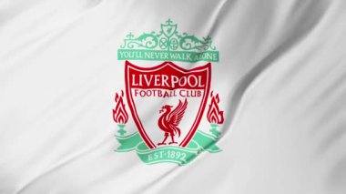 Liverpool, İngiltere - 23 Şubat 2018: sallayarak Fc Liverpool futbol bayrak 2 in 1