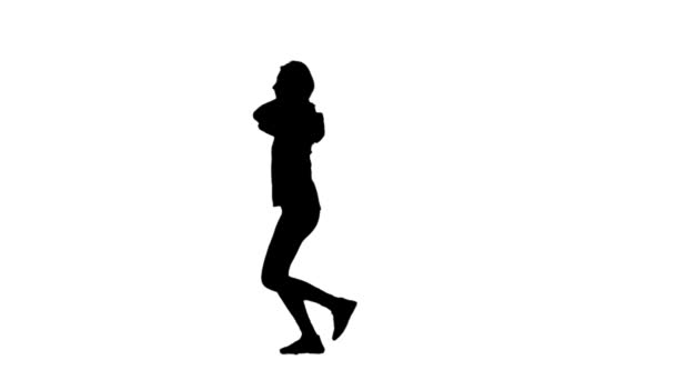 Vrouw joggen. Zijaanzicht. Silhouet. Slow motion — Stockvideo