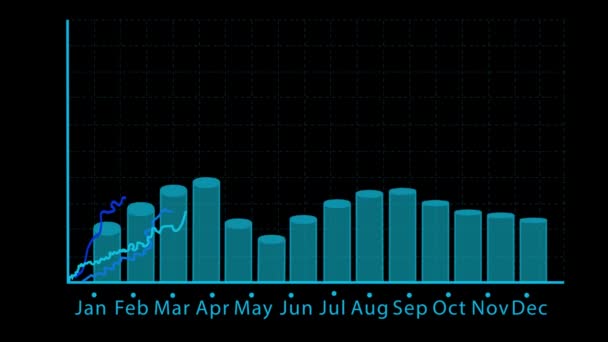 Mischung aus Balkendiagramm und linear. schwarzer Hintergrund — Stockvideo