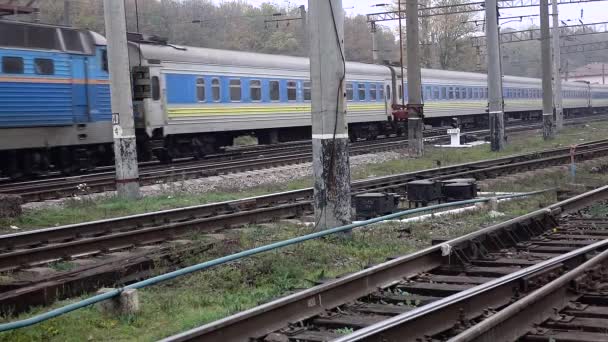 Railway tåg vagn railroad — Stockvideo