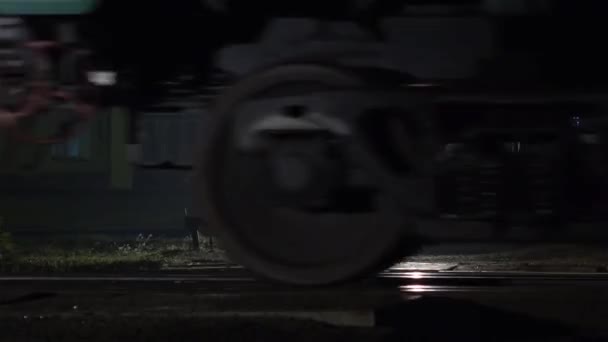 Wheels of the train by rail. — Stock Video