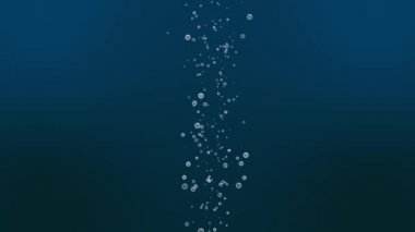 Basınç altında yükselen farklı büyüklükteki sualtı kabarcıklarının animasyonu.