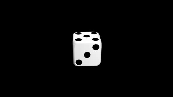 黑色背景的白色骰子动画. — 图库视频影像