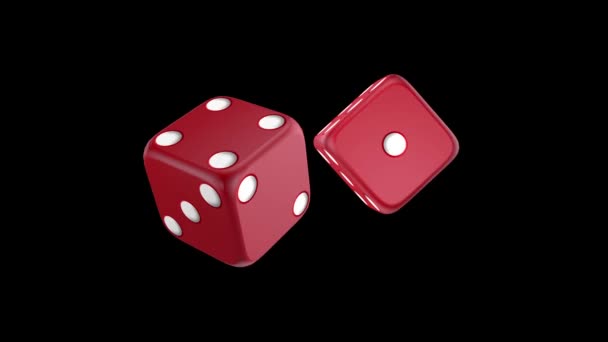 红色赌场骰子在黑色背景 — 图库视频影像