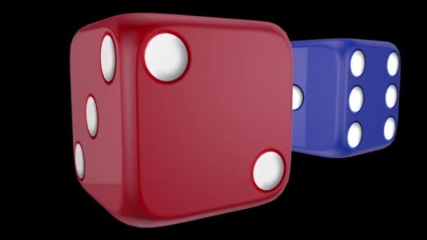 3D dice with alpha channel high quality resolution — Stock Video