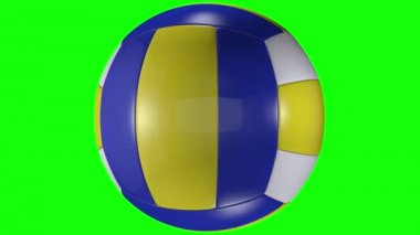 3d animasyon, voleybol topu yeşil ekran renk anahtar arka plan üzerinde dönen.