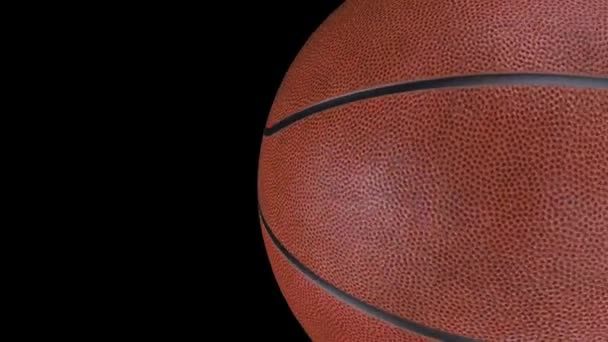リアルなバスケットボールボールのアニメーションが所定の位置に転がる。アルファチャンネル. — ストック動画
