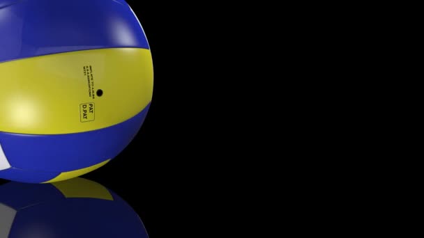 3d animasyon, voleybol topu ayna yüzeyinde yerinde haddeleme. — Stok video