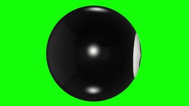 3d animasyon, şeffaf arka plan ortasında dönen bilardo topu.