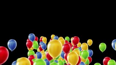 Yükselen renkli yüzen balonlar 3d animasyon.