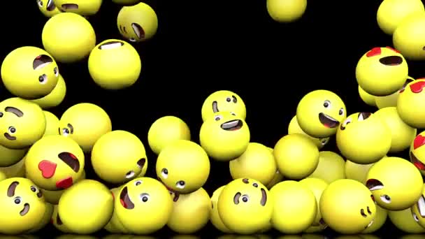 Animación 3D de una caída en la superficie de la red social emoji . — Vídeo de stock