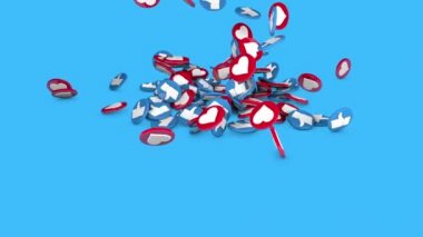 Editoryal görüntüleri: yüzeyde düşen bir sosyal ağ 3d animasyon seviyor.