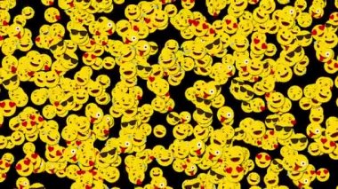 Yukarıdan aşağıya mutlu küçük emoji düşen Animasyon.