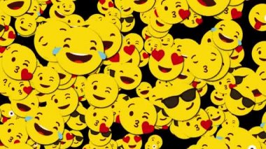 Yukarıdan aşağıya mutlu büyük emoji düşen Animasyon.