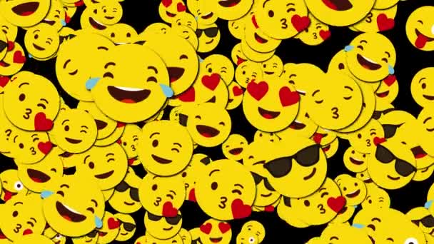 Κινούμενα σχέδια της πτώσης ευτυχισμένο μεγάλο emoji από πάνω προς τα κάτω. — Αρχείο Βίντεο