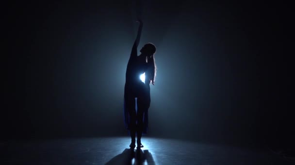 Повільний рух відмінної витонченої балерини танцює сучасний балет . — стокове відео