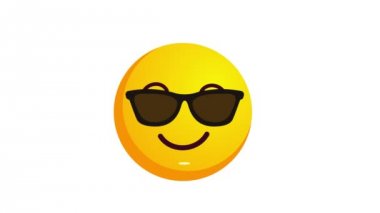 Beyaz izole bir sırıtarak sarı emoji Loopable animasyon.
