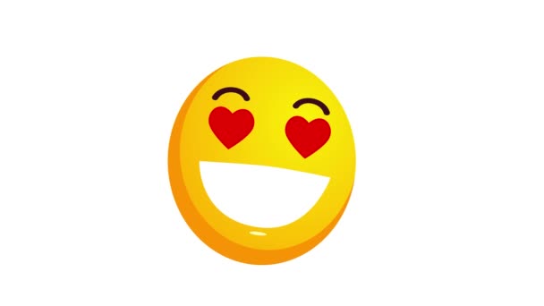 Loopable animation d'emoji ému et souriant isolé sur blanc .