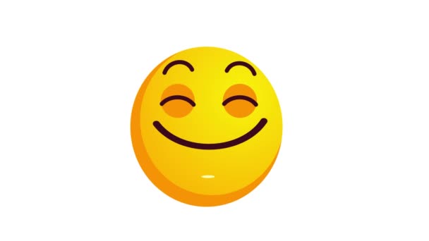 Animation en boucle d'un emoji jaune souriant isolé sur blanc .
