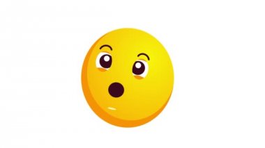 Beyaz izole bir merak, korkmuş emoji Loopable animasyon.