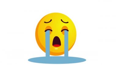 Beyaz izole ağlayan sarı bir emoji Loopable animasyon.