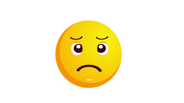 Loop bare animatie van een huilende, ongelukkige Emoji geïsoleerd op wit. — Stockvideo