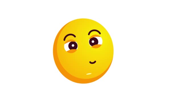 Lückenhafte Animation des Versands gelber Kuss-Emojis isoliert auf Weiß. — Stockvideo