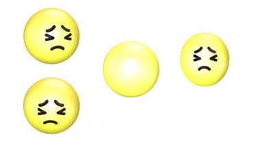 Mutsuz bir dönen ve sarı emoji atlama 3d animasyon.