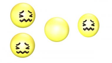 Neredeyse ağlayan döner ve sarı emoji atlama 3d animasyon.