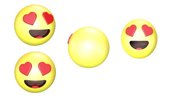 Animation 3D d'un emoji jaune épris de filature et de saut .