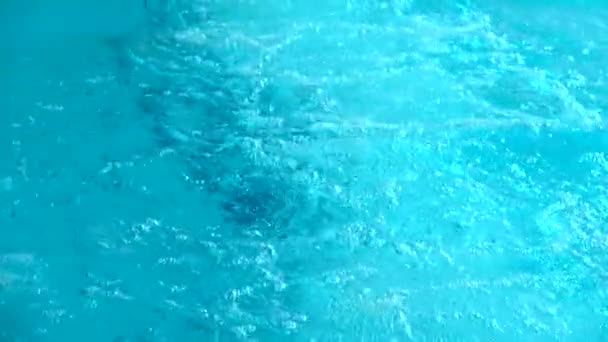 Дівчина плаває в басейні. Жіночі плавці занурюються в басейн для занять плаванням. Вид зверху. крупним планом — стокове відео