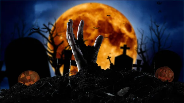 Zombie-Hand kommt aus seinem Grab — Stockfoto