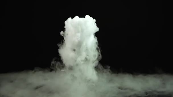 Glass of champagne with the effect of dry ice at black background — Stock Video