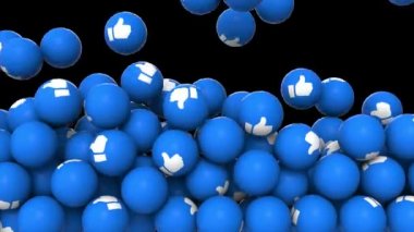 Editör görüntüleri: Düşen ve mavi topları siyah arkaplanda parmak sembolü gibi bir şeyle dolduran animasyon. Alfa kanalı ile 4K canlandırması.