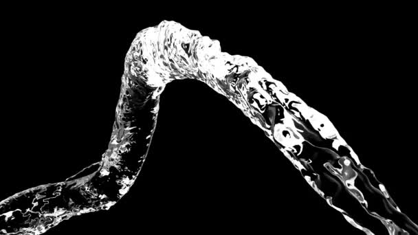Salpicadura de agua en bucle líquido sobre fondo negro con reflejos y flujo Spinning — Vídeos de Stock