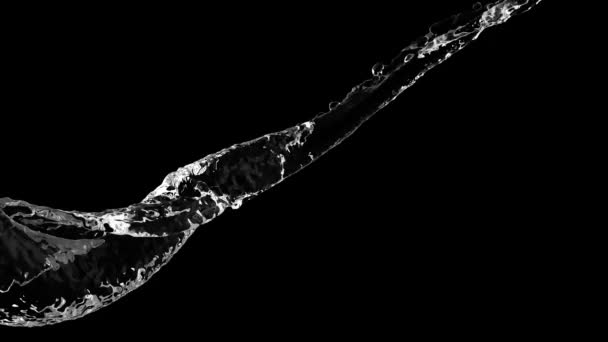 具有反射和旋转流的黑色背景上的水花液体环路 — 图库视频影像