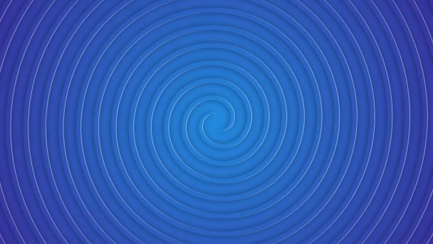 Dönen sarmal daire etkisine sahip bir arka plan. Hipnoz görselleştirme, sonsuz spiral. Mavi halkalar 3 boyutlu canlandırma. — Stok video