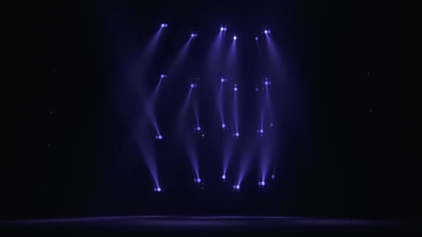 Stage with spot lighting, shining empty scene for holiday show, award Ceremony or advertising on the blue spotlight Background. — Stock Video