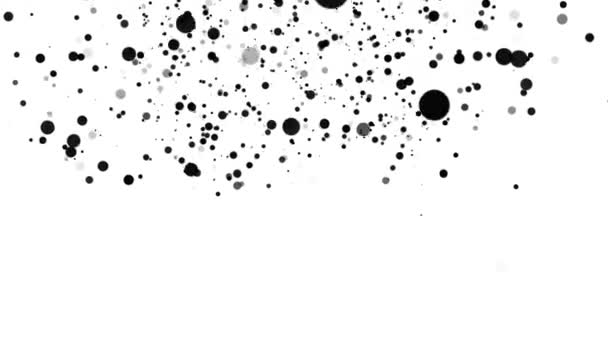 Monochrome background with falling down particles. Black and white blurred bokeh circles that appear and disappear in space. — Stock Video