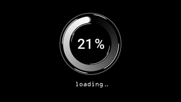 Status bar, loading. Circle downloading, progress, running bar aniamated with 1-100 percent on a black background. — Stock Video