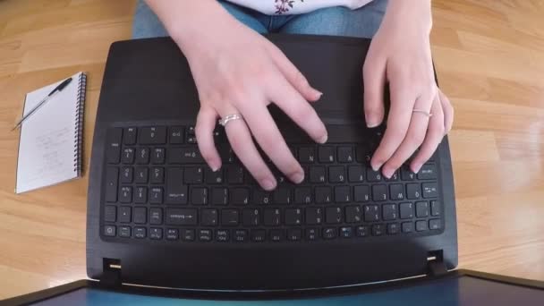 Osoba Pracująca Domu Pomocą Laptopa Jest Przerywana Przez Ciekawego Przyjaznego — Wideo stockowe
