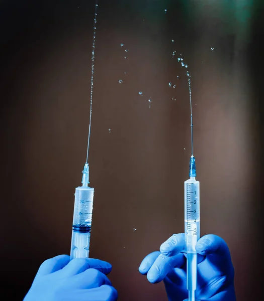 Syringe Vaccine Work Covid Coronavirus Pandemic Epidemic — 图库照片