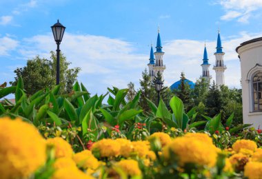 Turistler yazın tarihi Kazan kentinde yürürler.